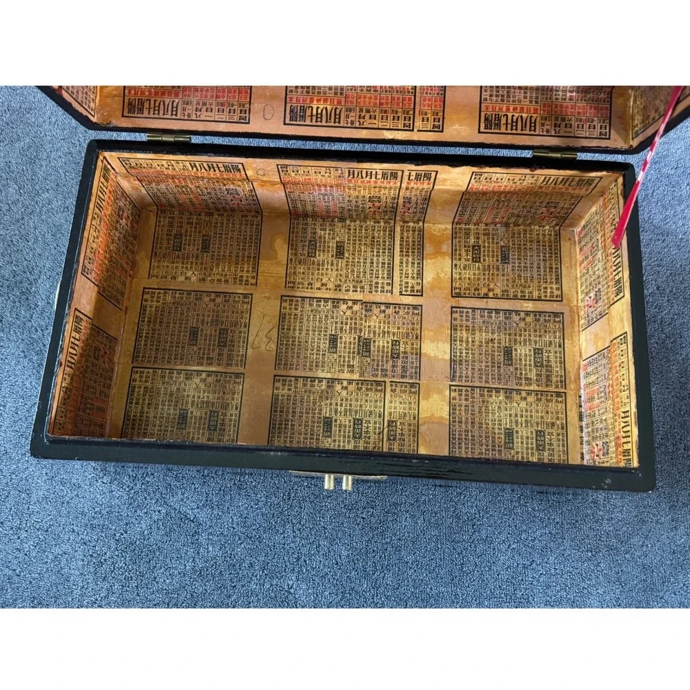 Vintage Japanese Chinese Lacquer Jewelry Box‎ Horse Scene Brass Lock